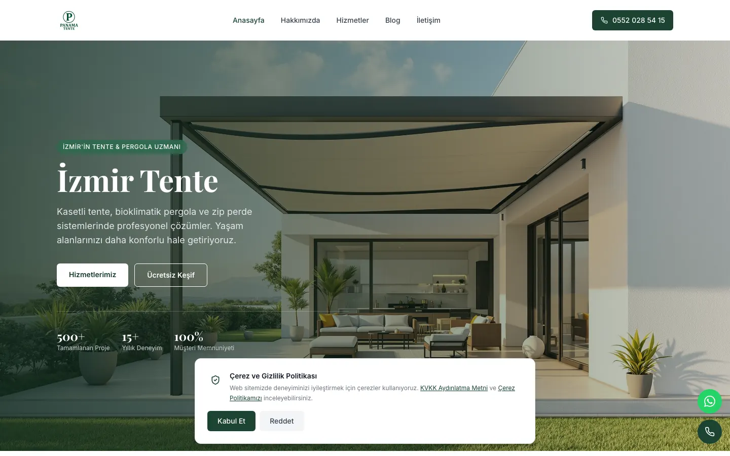 Panama Tente: web sitesi görünümü